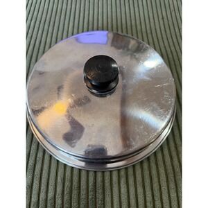 Vintage 9.5" Saladmaster Stainless Steel Pot Lid Replacement Lid Black Knob